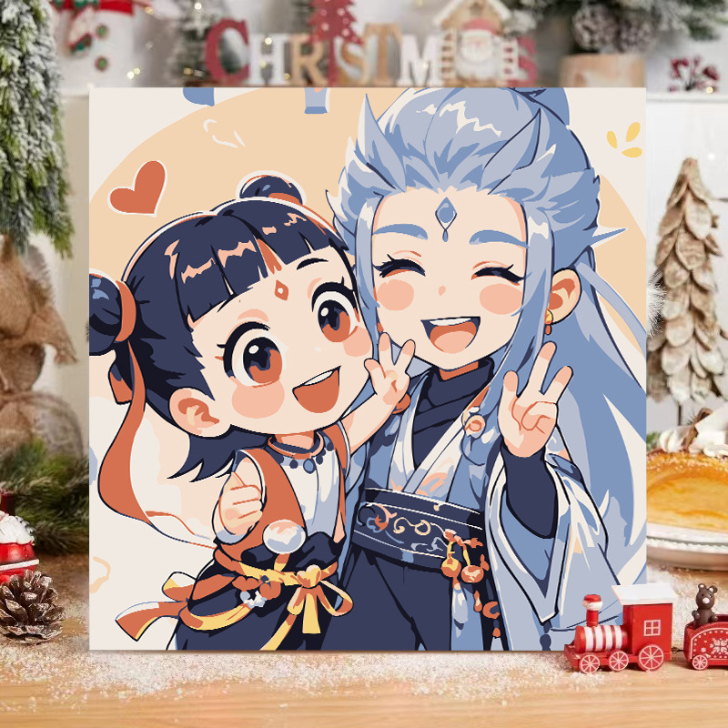 Picture of The child prodigy of Naohai diy digital oil painting manual coloring animation Ao C Naozha oil painting decorative painting