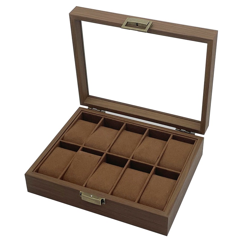 Picture of [Retro version] in stock wholesale black walnut wooden 10-bit watch storage collection display box 10-piece watch box
