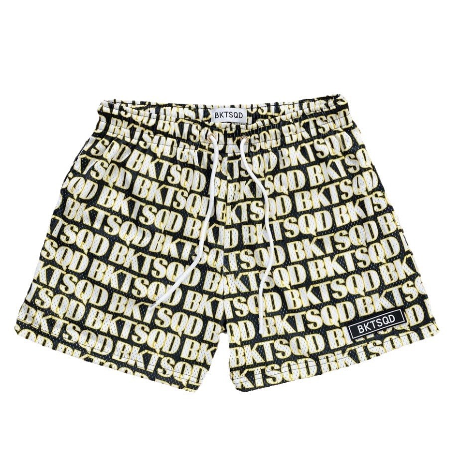American Fashion Brand BKTSQD Sports Basketball Shorts Men's European and American Full Print Casual Running But Knee Quarterly Pants