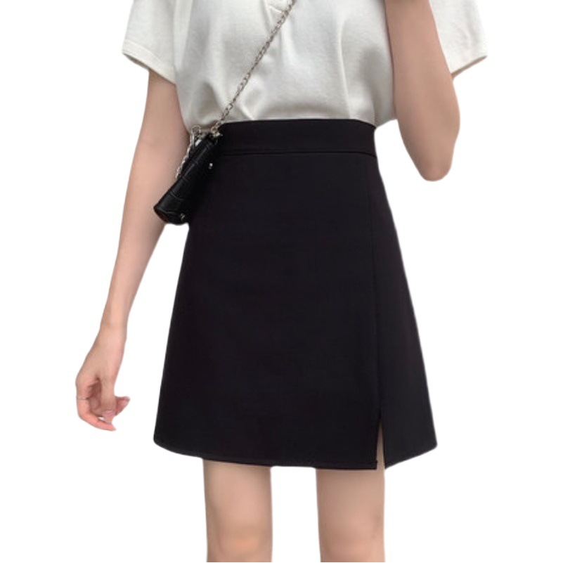 Women's Skirt Summer 2023 New Spring High Waist A- Line Skirt Slimming Hip Skirt Split Black Suit Skirt