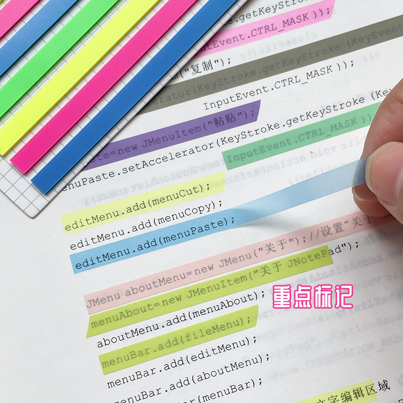 Picture of PET Extremely Slender Index Sticker Fluorescent Extended Waterproof Post-it Sticker Translucent Marker Sticker