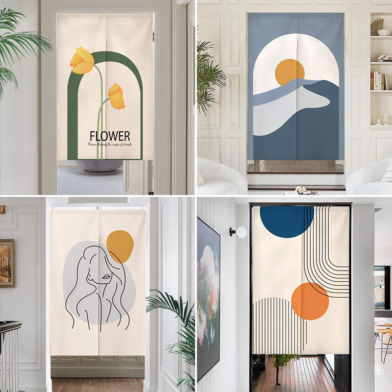 Simple Avant-garde Kitchen Door Curtain Modern Custom Hanging Curtain Household Bathroom Partition Curtain Restaurant Punch-free Shelter Curtain