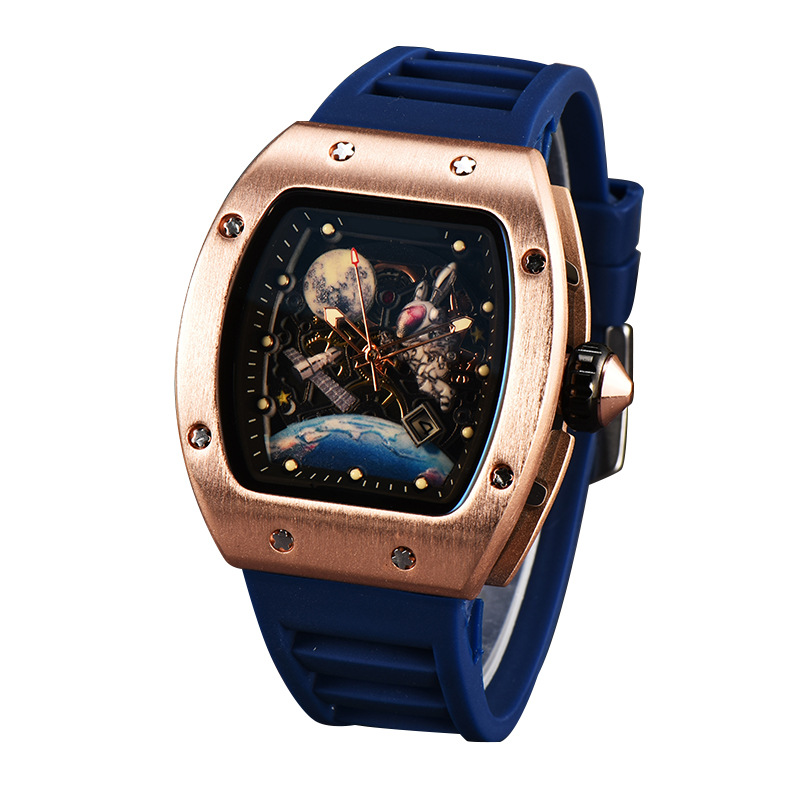 Picture of Factory wholesale foreign trade new barrel-shaped space astronaut luminous hollow tourbillon fashion men's wrist watch