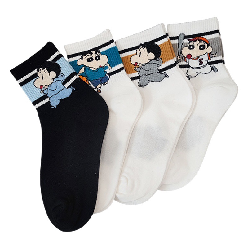 Japanese Cartoon Anime Mid-tube Women's Socks Ins Trendy Online Popular Cute All-match Simple Pure Cotton Socks for Children