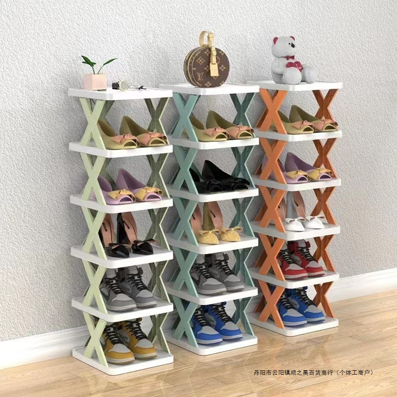 Multi-layer creative shoe rack household small shoe cabinet economy dormitory door shoe rack installation free simple folding shoe cabinet wholesale