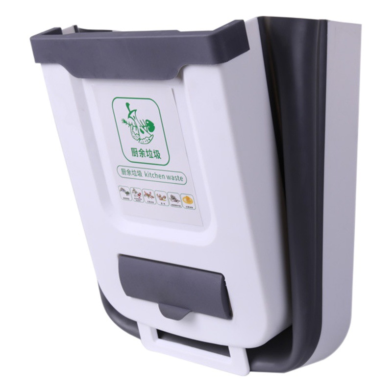 Kitchen trash can wall-mounted trash can folding large capacity household cabinet door storage bucket car bucket wholesale