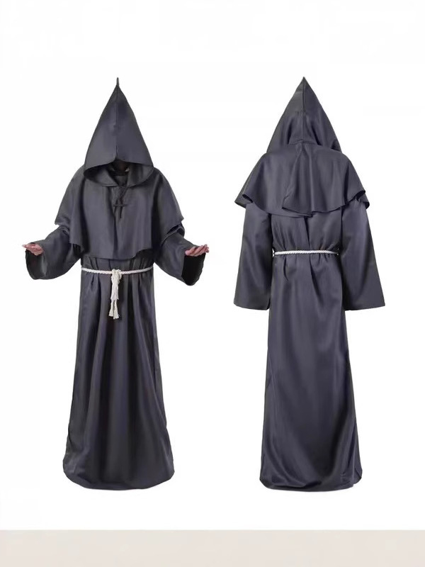 Cross-Border Halloween Cos Clothing Medieval Monk Robe Monk Suit Wizard Suit Priest Suit Cosplay Dance Suit