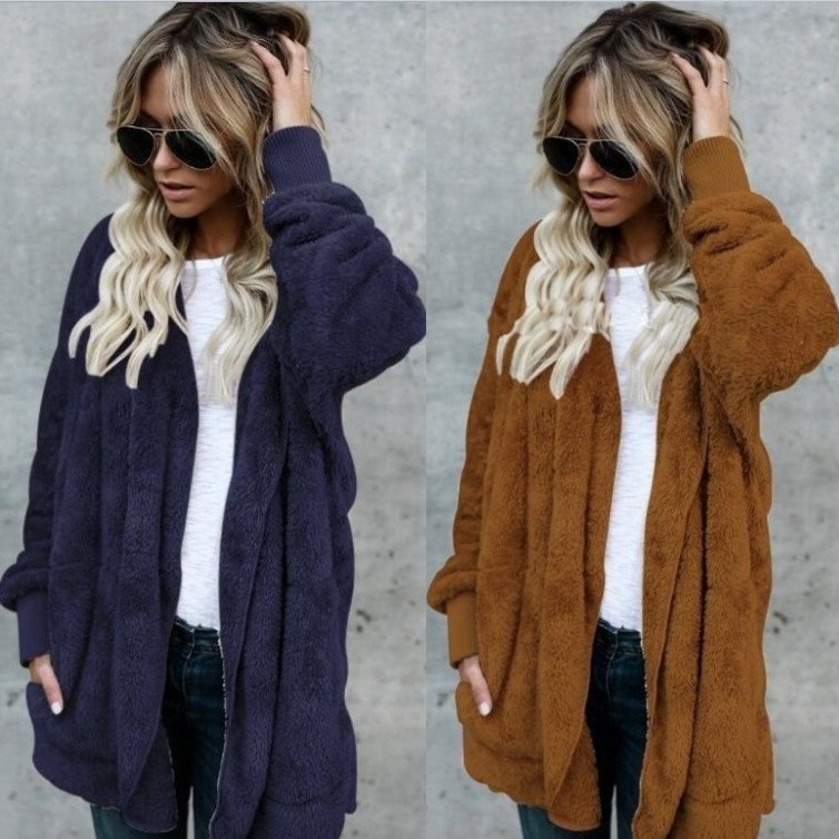 AliExpress 2024 Amazon Explosions Fall/Winter Mao Warm Jacket Long Anti-fur Jacket
