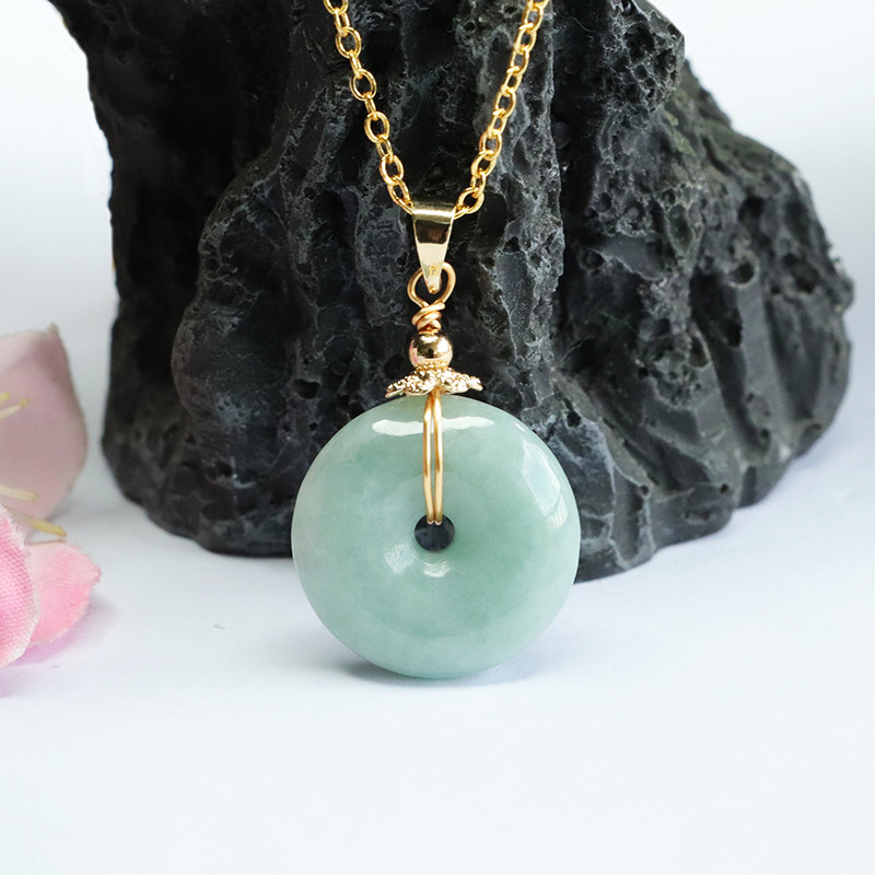 Xinyu natural Myanmar A goods jade pendant safe buckle pendant necklace factory wholesale FC3062601