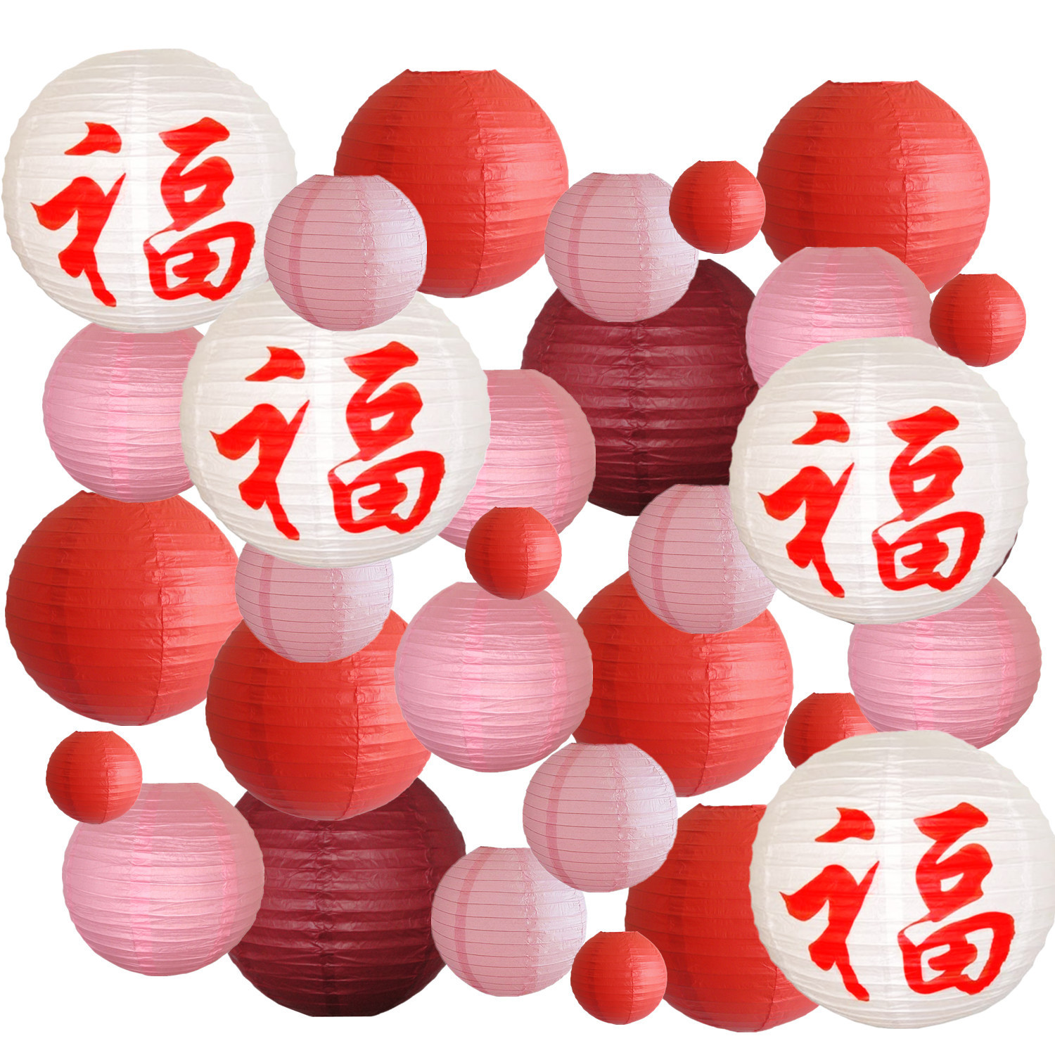 Picture of Spring, Summer, Autumn and Winter Colorfulful Paper Lanterns Round Foldableable Paper Art Combination Set Hanging Lanterns