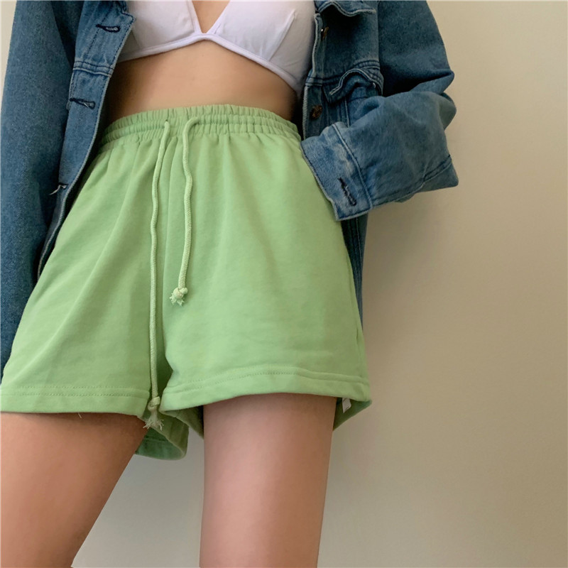 Picture of Loose casual sports pants ladies summer high waist slim straight pants 2022 new students wide leg short pants
