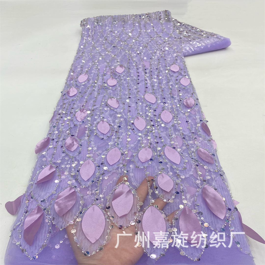 Foreign Trade Laser Embroidered Sequins Bead Tube Lace Fabric Dai Clothing Dress Wedding Dress Embroidered Fabric Lace Fabric