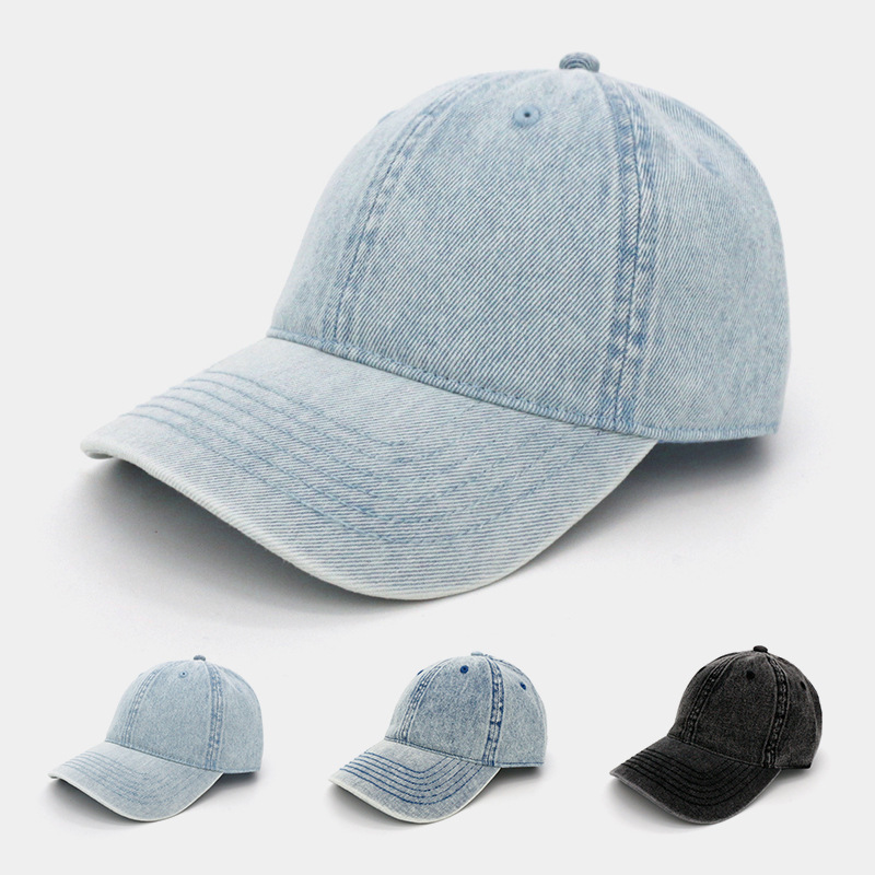 Cross-border explosions light plate washed Denim baseball cap solid color old washed cap Korean soft top hat wholesale
