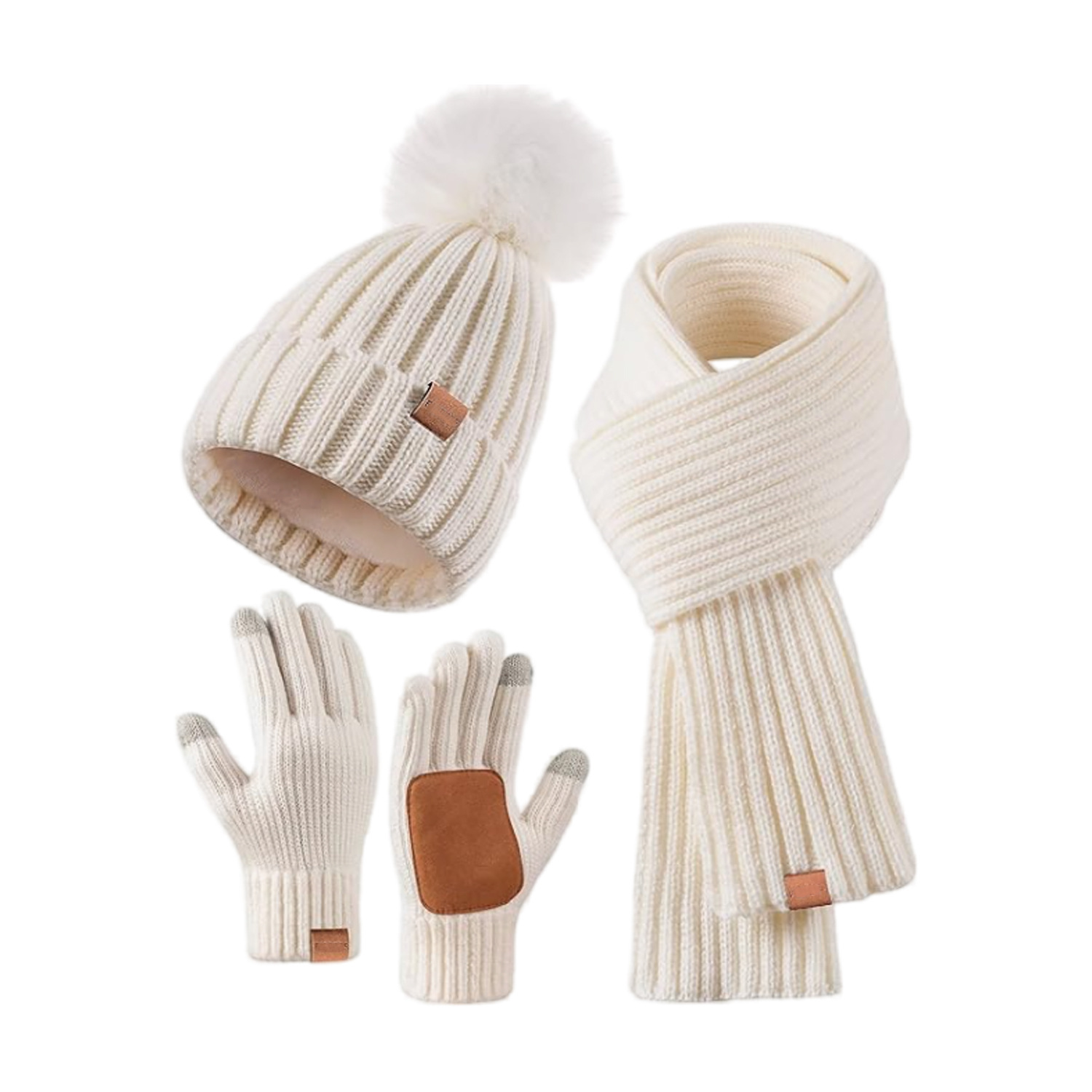 Picture of Cross-border e-commerce factory new in stock adult children 6 color women's knitted hat scarf touch screen gloves
