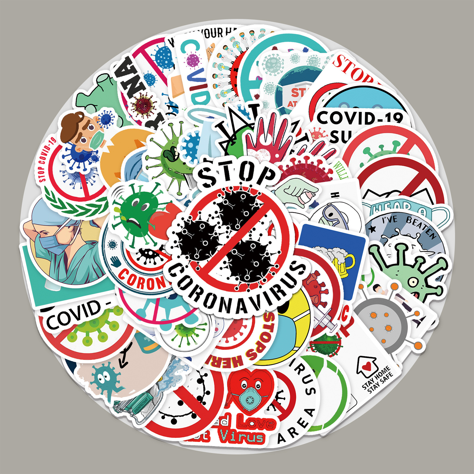 50 virus protection graffiti stickers personalized cross-border protection logo creative DIY skateboard luggage stickers