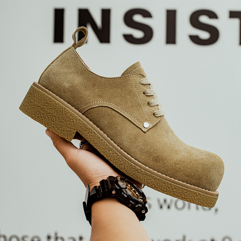 Tooling Derby Shoes Men's 2024 Original Design Big Toe Shoes Men's Autumn Breathable British Style Thick Sole Height Increasing Casual Shoes