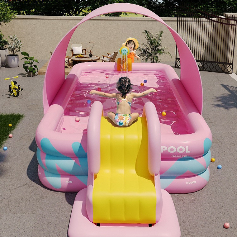 Kids Inflatable Sunshade Slide Swimming Pool Home Indoor Outdoor Adult Bathing Kids Large Collapsible Pool