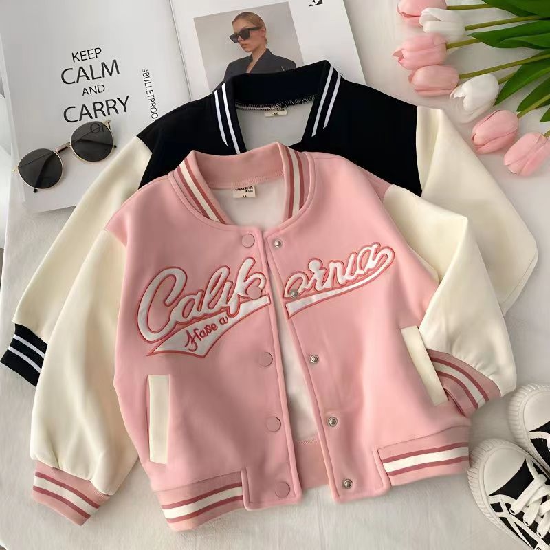 Girls' jacket Spring and Autumn 2023 baseball uniform children's fashionable fashionable baby sweater autumn top sports jacket women