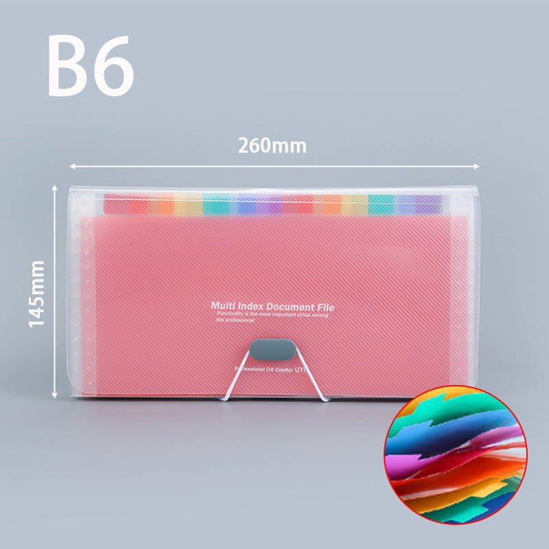 Picture of Rainbow organ bag folder file clip plastic rope bundle office A6 mini bill bag 13 storage clip wholesale
