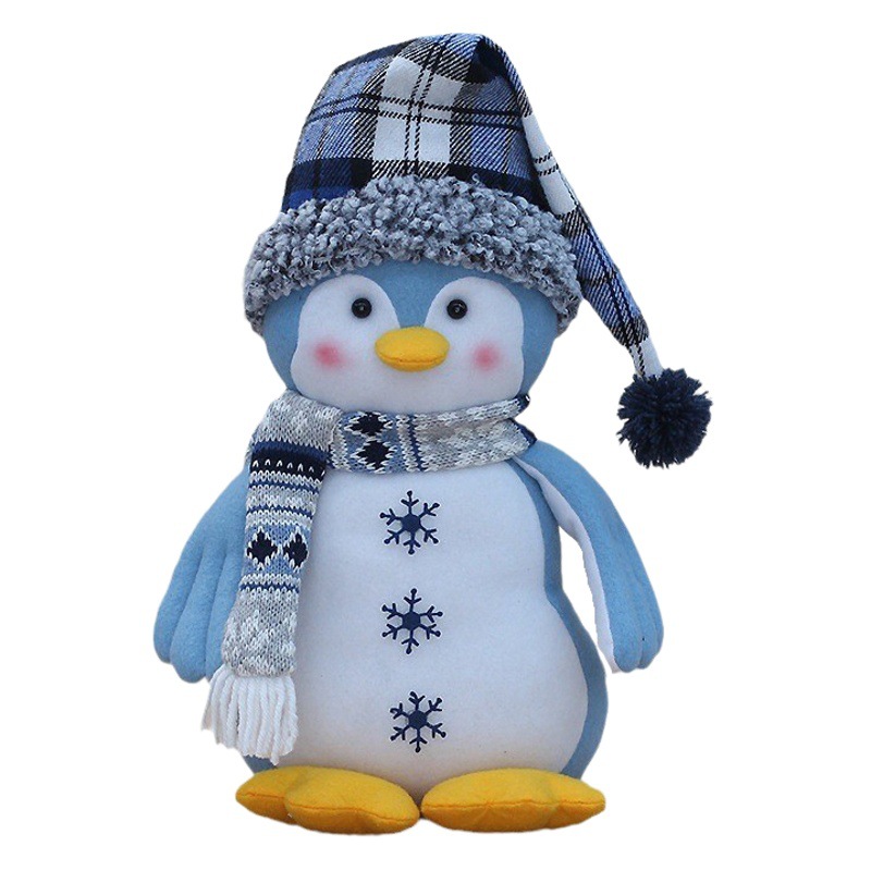Baiyang Christmas New Product Blue Fabric Polar Bear Penguin Creative Doll Holiday Set Decorative Ornaments Supplies