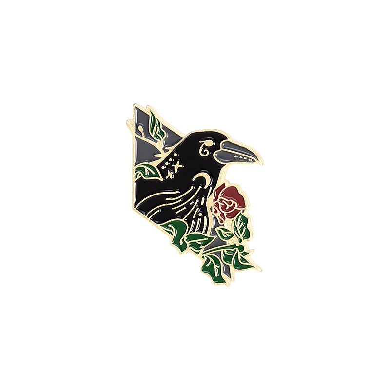 Picture of Foreign trade jewelry animal series alloy brooch creative cartoon crow flying modeling paint badge wholesale