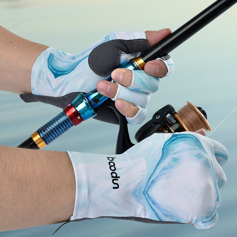 Burton's New Summer Fishing Gloves with Exposed Five-Finger Lycra Transfer Lure Gloves Wholesale Comfortable