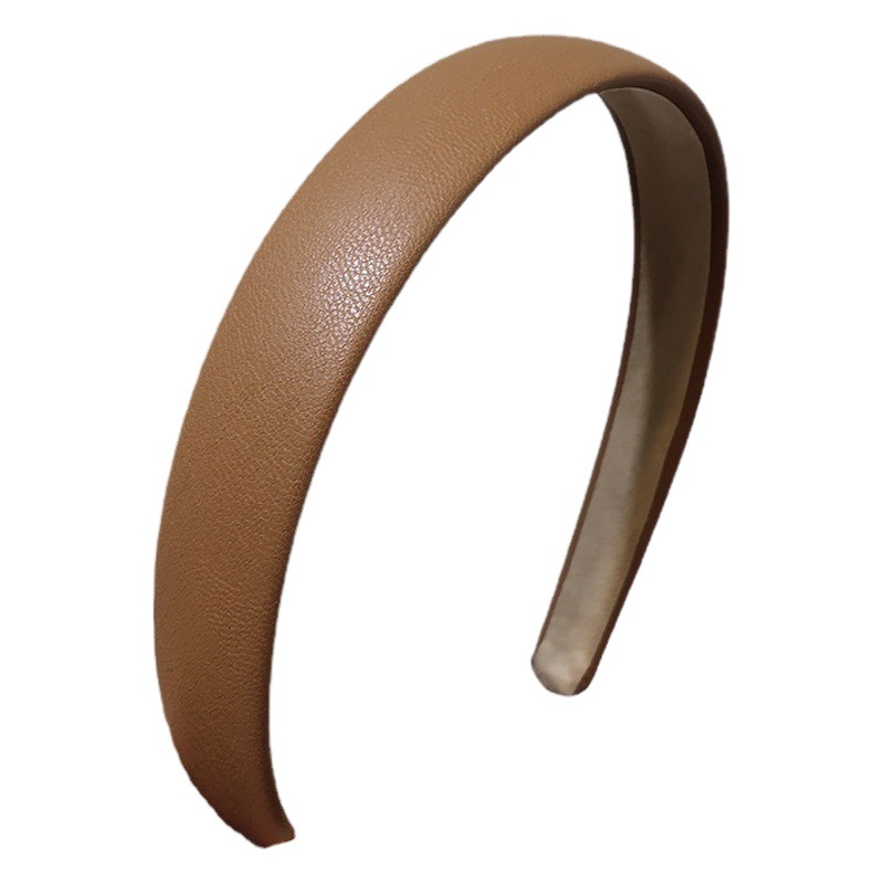 Korean Style Headband Women's ins Leather Face Washing Headband Simple Elegant Solid Color Retro Headband Hair Bundle Pressed Hair Card Trendy