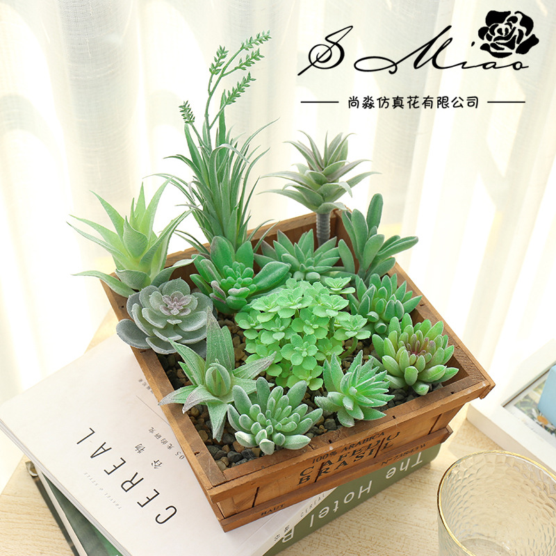 Picture of 003 Flocked Green Succulent Flower Head Creative DIY Supplies Bonsai Accessories Artificial Flower Jinhua Factory Direct Supply