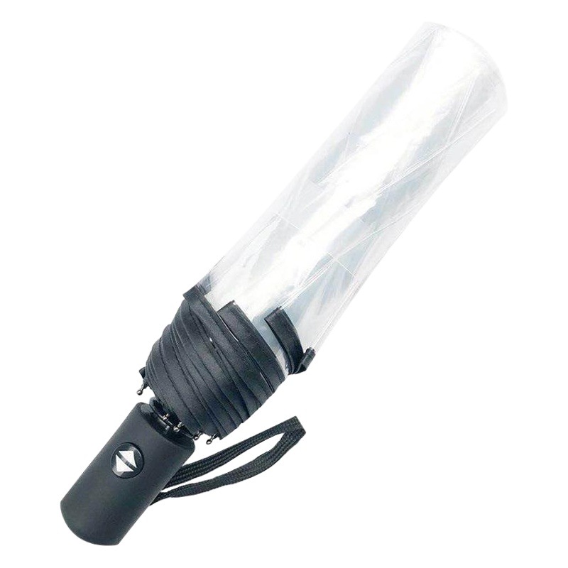 Internet Celebrity TikTok Folding Transparent Umbrella Full-automatic Three-fold Transparent Umbrella Solid Color Student Simple Small Fresh Photo
