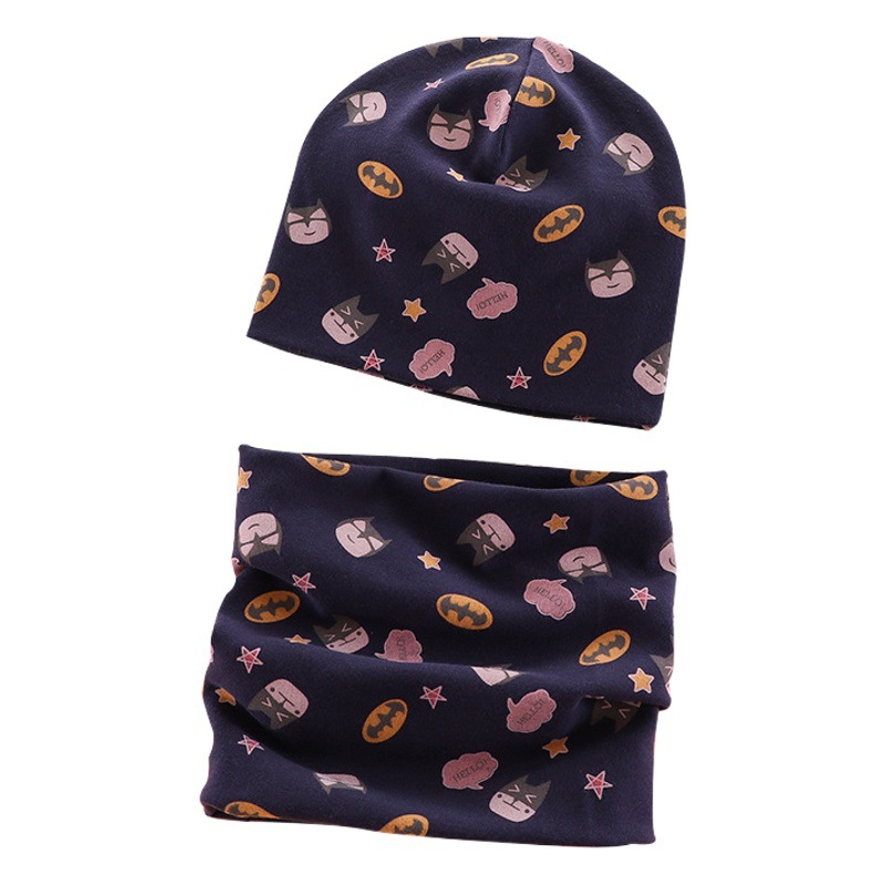 Picture of New baby double hat suit warm Amazon foreign trade wholesale printing children's scarf hat suit