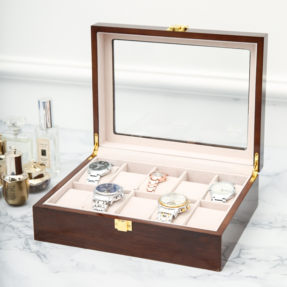 New Piano Paint Watch Box Spot Brown Tree Pattern 10 Watch Box Storage Wooden Paint Watch Box