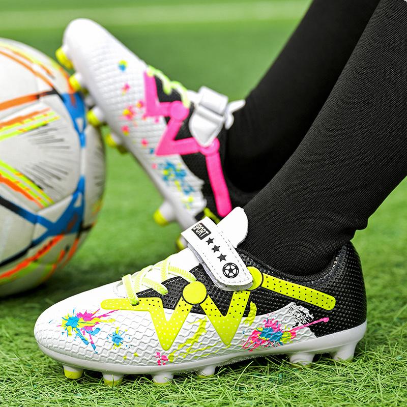 Cross-border foreign trade football shoes men's broken nails primary school students teenagers mandarin duck couple artificial grass spikes training wholesale