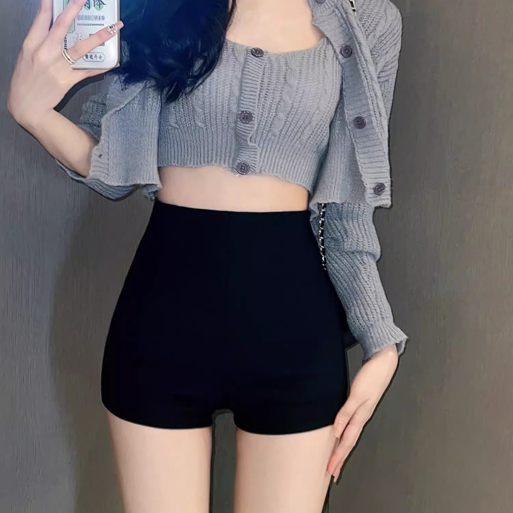Black underclothes missing shorts women's autumn 2023 new high waist A- line hot pants for hot girls