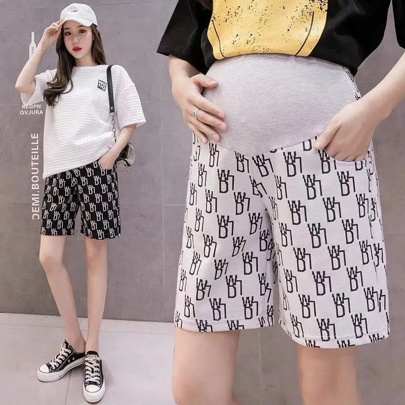 Pregnant Women's Shorts Women's Summer Outer Wear Thin Loose Five-point Pants Spring and Summer Leggings Western-style Safety Abdominal Wide-leg Pants Trendy