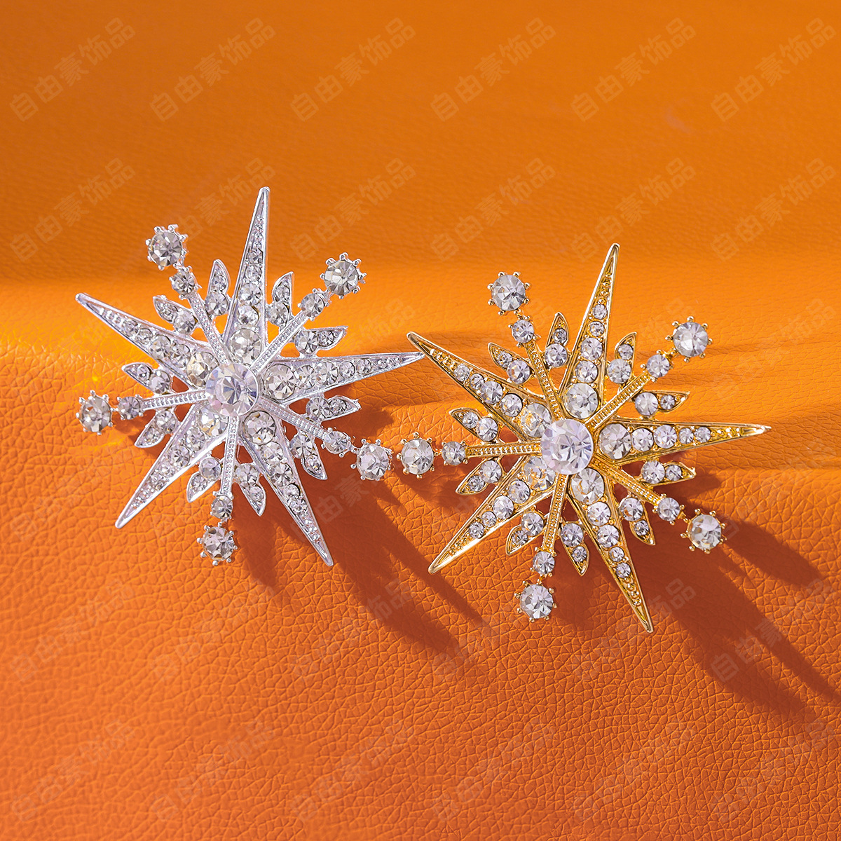 Picture of New high-grade eight mans star brooch snowflake luxury temperament pin men's and women's all-match fashion anti-light corsage accessories