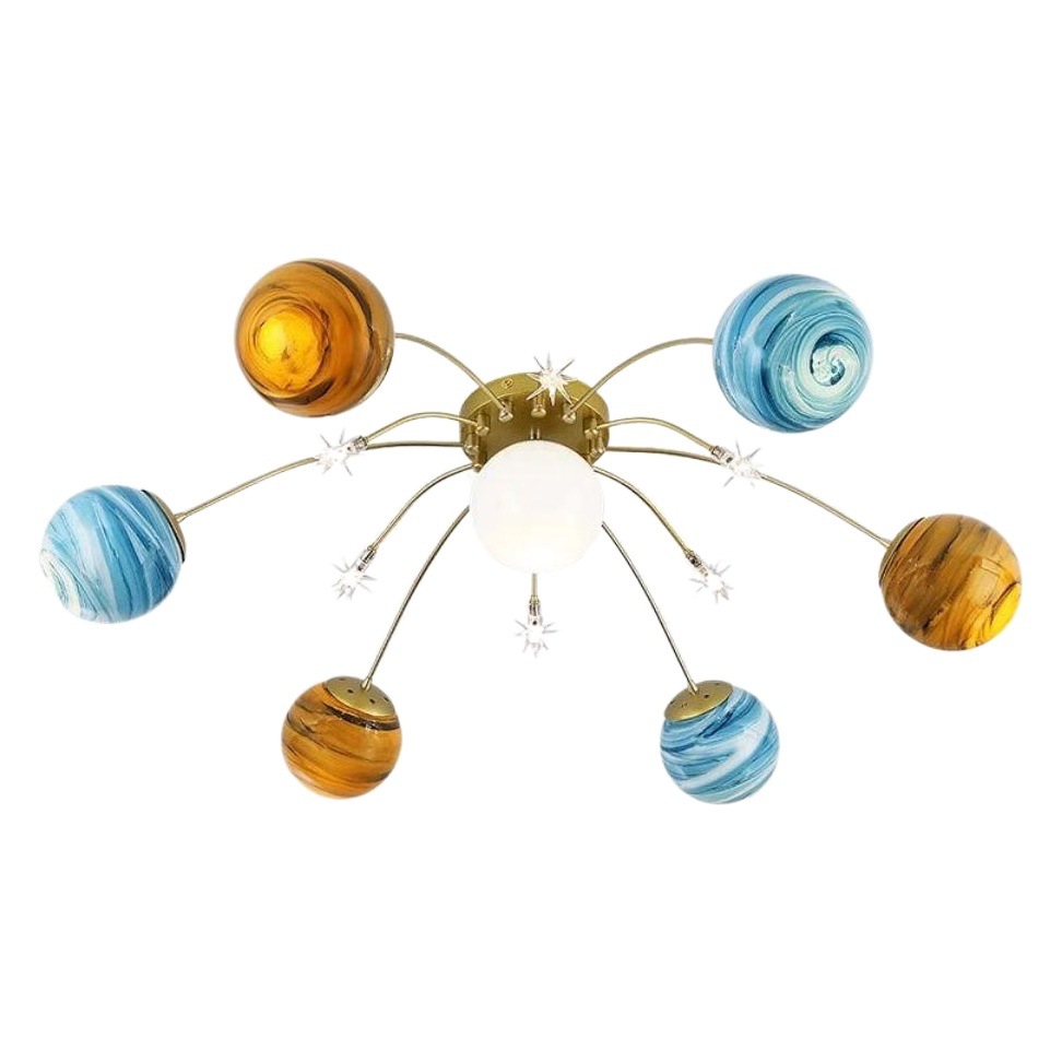 Nordic Modern Children's Room Ceiling Lamp Creative Wandering Earth Planet Glass Ceiling Lamp Boys Bedroom Ceiling Lamp