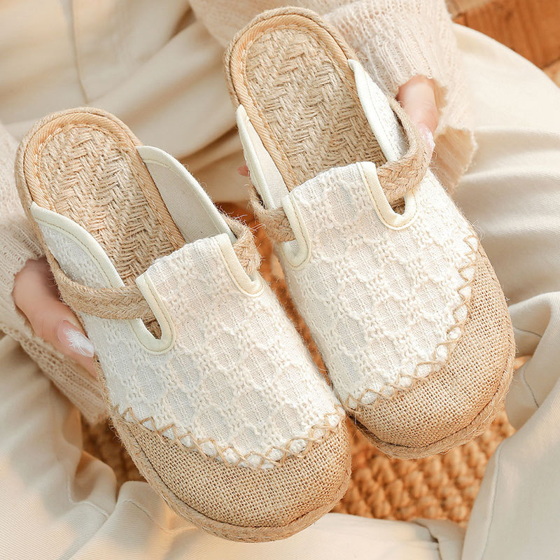 2025 new shallow mouth one pedal old Beijing cloth shoes linen shoes small fresh ethnic women's shoes wholesale