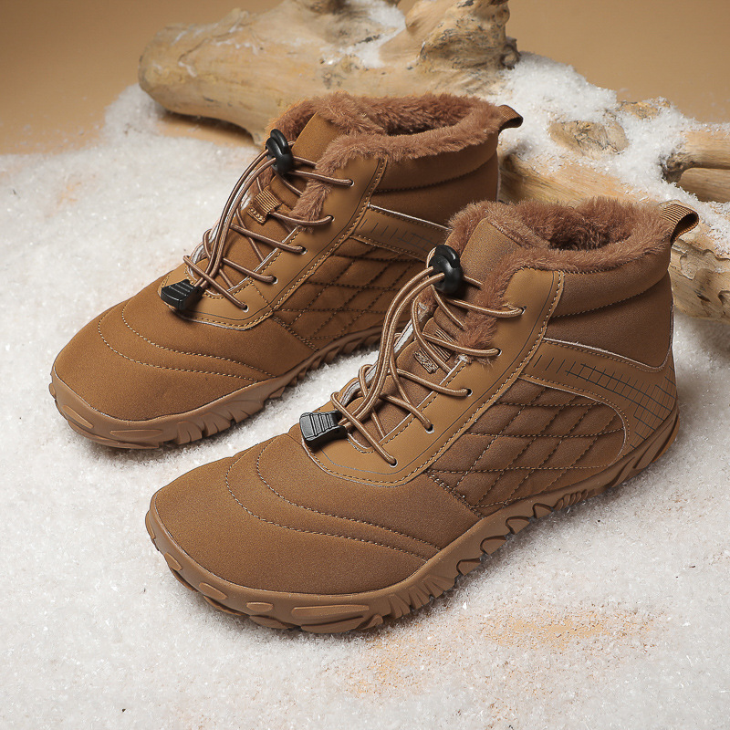 New Cross-border Outdoor Cotton Boots fleece-lined Thickened Hiking Shoes plus size Couple Casual Snow Boots Hiking Five-finger Cotton Shoes