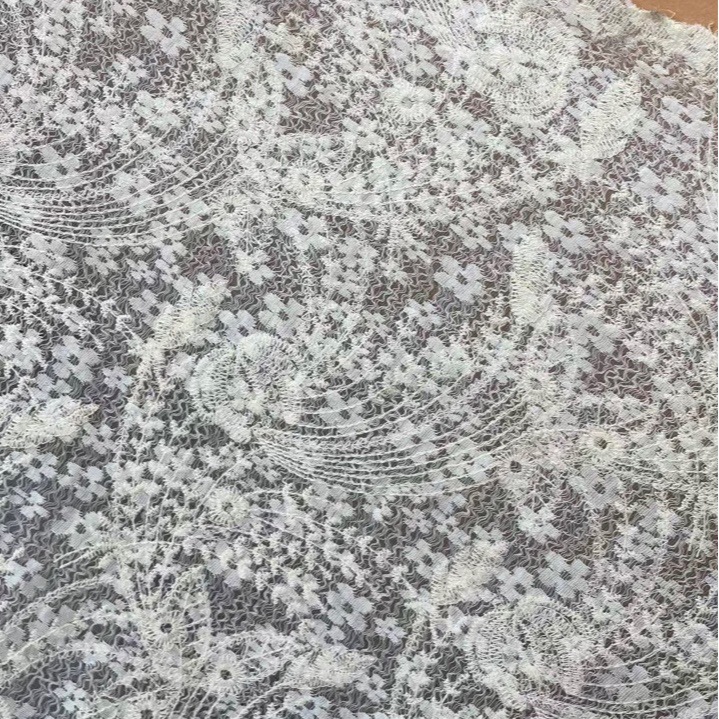 2025 New Lace Embroidered Cotton Thread Mesh Women's Dress Fabric Embroidery Fabric Lace Lace