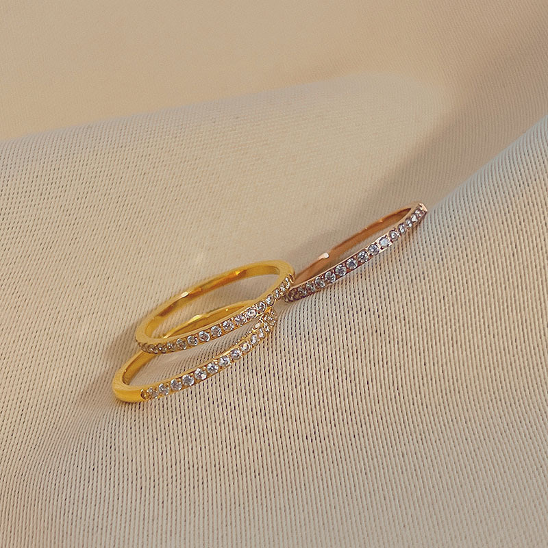 Simple personality fine diamond ring female trend light luxury design titanium steel couple index finger tail ring ring