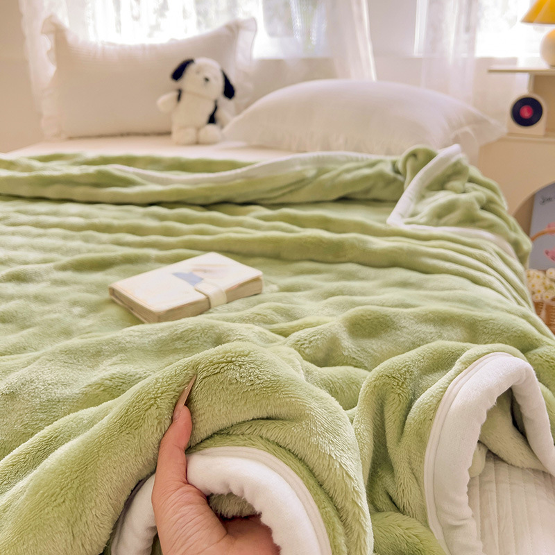 Picture of Class A Maternal and Infant Grade Rabbit Blanket Thickened Warm Milk Blanket Rabbit Plush Air-conditioning Blanket Nap Blanket Cover Blanket