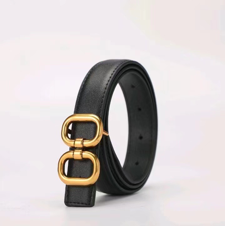Women's Leather Belt Versatile Cowhide Decorative Jeans New Design Niche Slim Waist Belt Cross-Border Wholesale