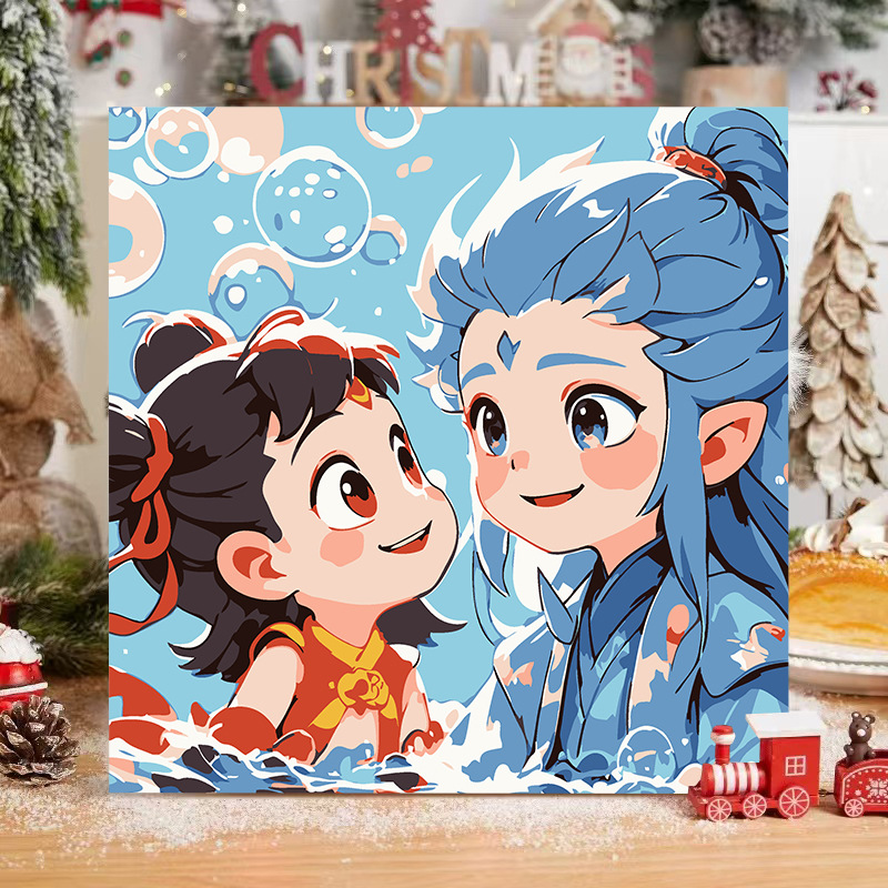 Picture of The child prodigy of Naohai diy digital oil painting manual coloring animation Ao C Naozha oil painting decorative painting