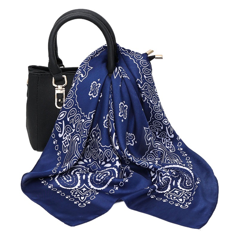 Silk Scarf Women's Small Square Scarf Versatile Headband with Shirt Suit Spring & Fall Thin Retro French Tube Top Bag Popular