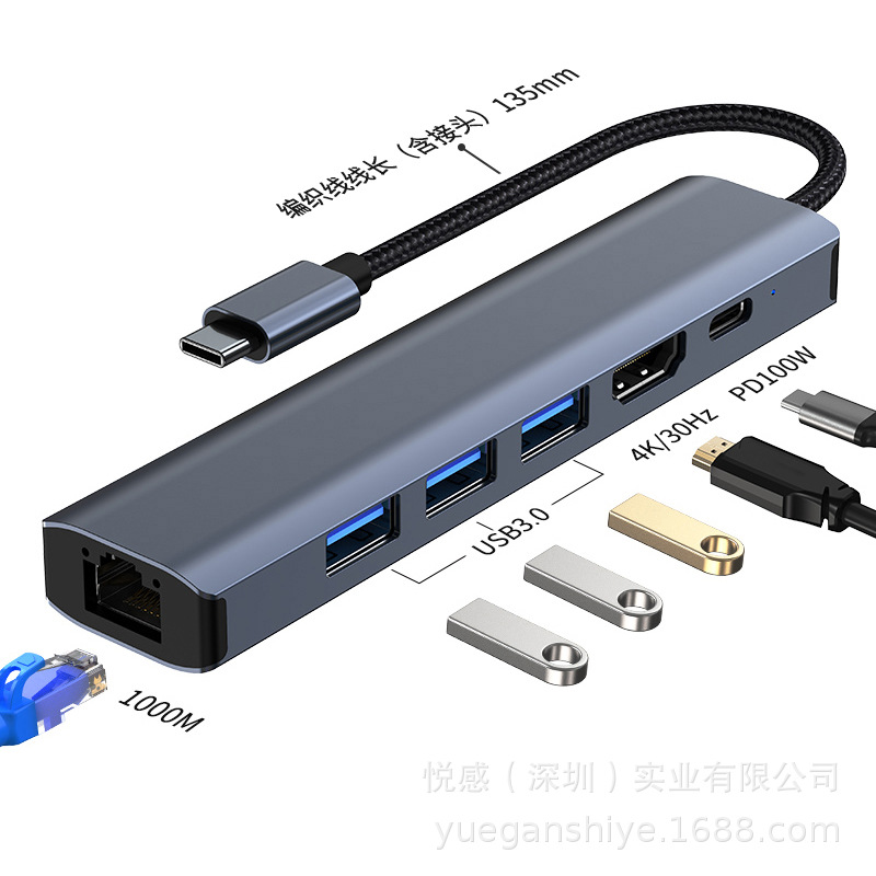 Picture of Cross-Border Type-C Hub Expansion Multi-Interface Adapter Suitable for Apple Notebook Gigabit Network Card Expansion Dock