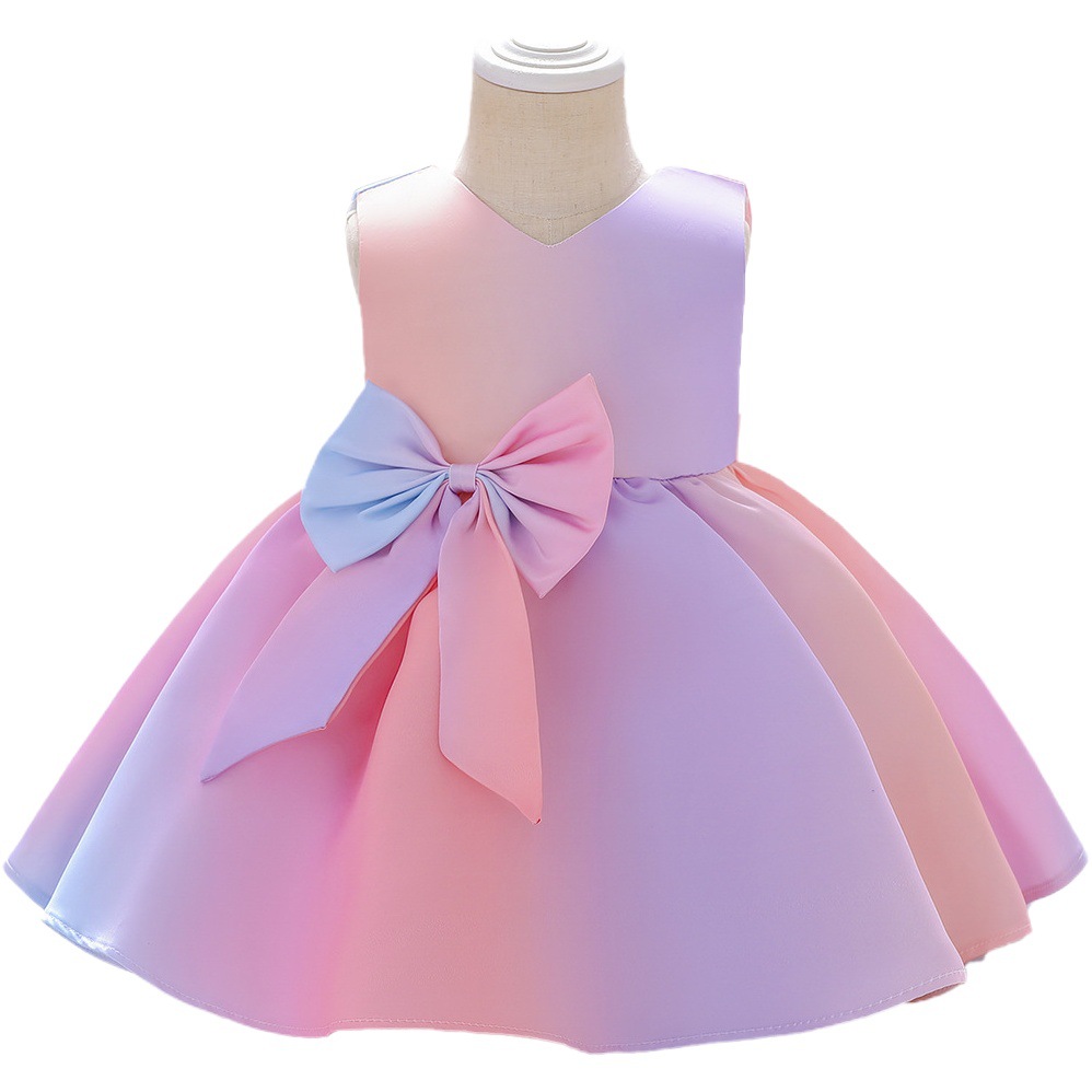 Wholesale Kidsren's Dress 2025 European and American New Amazon Kidsren's Gradient Satin Performance Girls Dress Princess Dress
