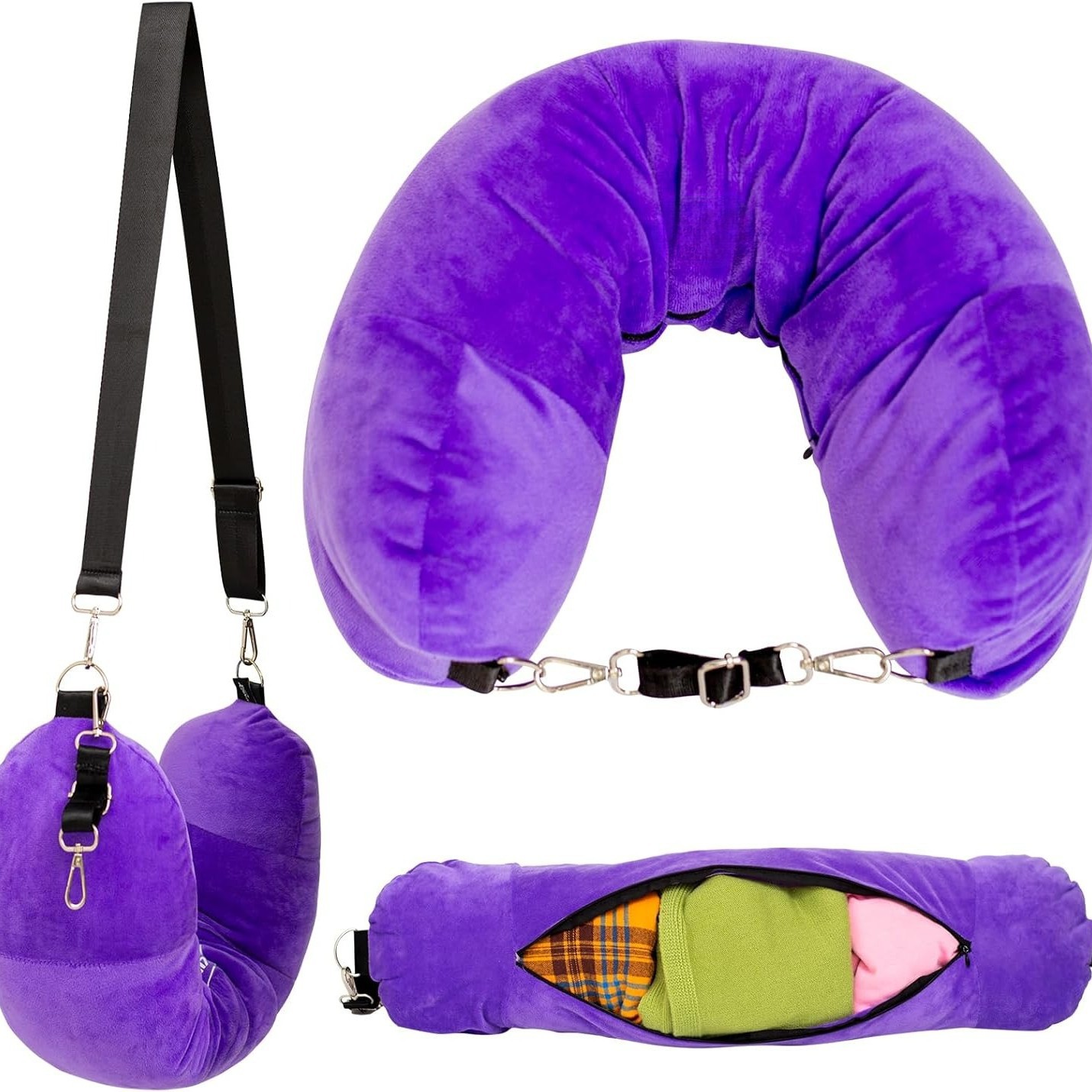 Picture of Portable Low-Cost Airline Artifact U-Shaped Pillowcase Storage Travel Bag Can Be Filled with Clothes and Luggage Without Core Aircraft Neck Pillow