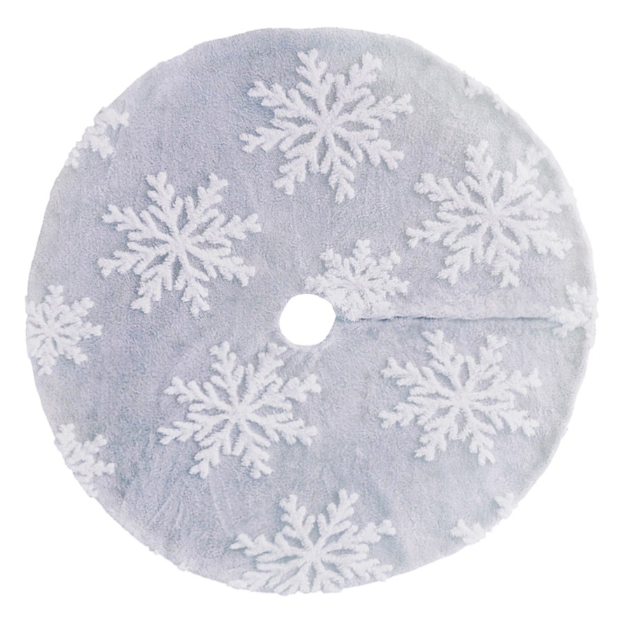 Cross-border imitation rabbit fur Christmas tree skirt snowflake plush tree skirt Christmas tree apron gray red jacquard snowflake tree skirt