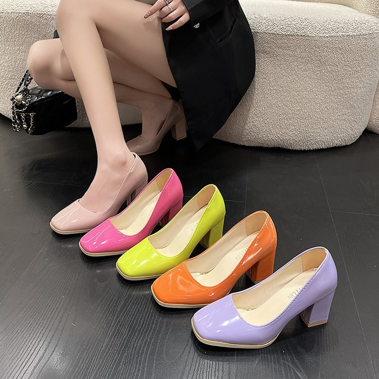 High heels women's ceremony shoes round toe student interview formal wear professional work shoes women's shoes leather shoes