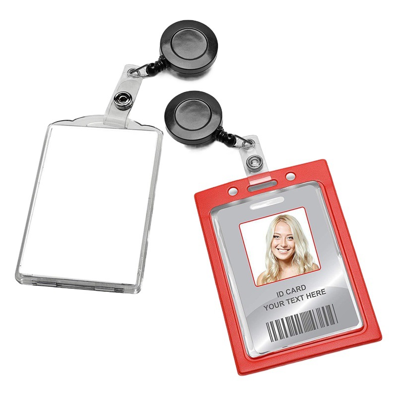 In stock black ABS plastic rotating back clip retractable easy pull buckle white ID buckle key chain easy pull custom